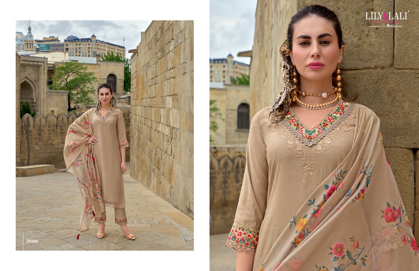 Mahra By Lily And Lali Embroidery Hand Work Designer Kurti With Bottom Dupatta Wholesalers In Delhi